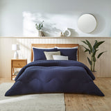 Night Lark 100% Cotton Waffle Coverless Duvet Lifestyle Navy