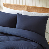 Night Lark Pure Cotton Waffle Coverless Duvet Navy Pillowcases