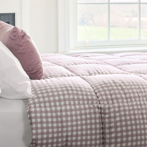 Night Lark/ Night Owl  Gingham Coverless Duvet In Frosted Berry