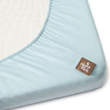 Night Lark/ Night Owl   Junior Waterproof Fitted Sheet In Duck Egg