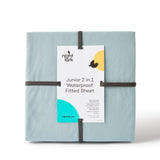 Night Lark / Night Owl  Junior Waterproof Fitted Sheet In Duck Egg
